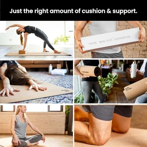 Luxury Cork Yoga Mat - Non Slip, Extra Thick Grip. Thicker, Longer, and Wider for More Comfort and Support. Tough Enough For Hot Yoga. Natural, Non Toxic, and Eco Friendly. Optional Alignment Lines. 7