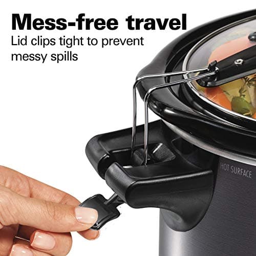 Hamilton Beach Portable 6 Quart Set & Forget Digital Programmable Slow Cooker with Lid Lock, Temperature Probe, Dishwasher Safe Crock & Lid, Black Stainless (33866) 5
