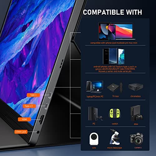 Feiasia 2.5K Portable 17.3" 2560x1440 IPS HDR USB-C Laptop Monitor for PC Mac Phone Gaming Travel 2