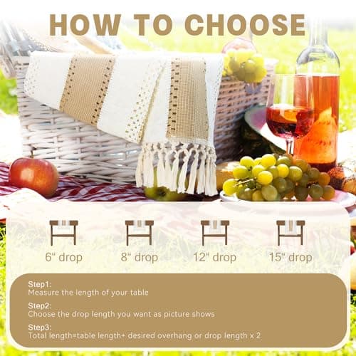 2 Pack Macrame Table Runner Farmhouse Style - 72 Inches Christmas Table Runner Splicing Woven Table Runner with Tassel Beige Farmhouse Fall Decor for Bohemian Rustic Wedding Decor Bridal Shower 5