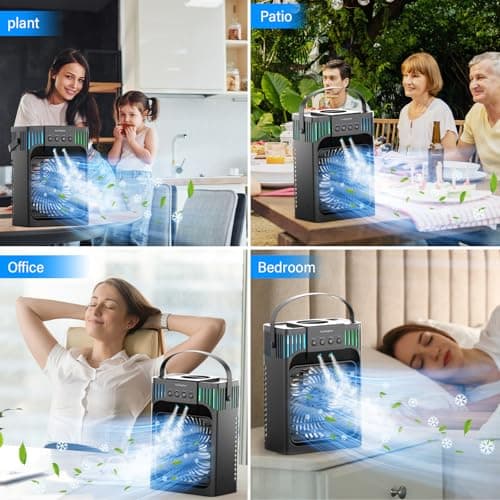 Portable Air Conditioners,4-in-1 Evaporative Air Cooler with 3 Speeds, 3 Modes & 7 LED Light Cooling Fan with Remote, 2-8H Timer, 1200ML Personal Mini Air Conditioner for Bedroom and Office 7