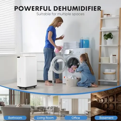 Sweetcrispy 4,500 Sq.Ft Energy Star Dehumidifier for Basement with Drain Hose, 50 Pint Portable Dehumidifiers for Home Bedroom Bathroom Large Room, Powerful Moisture Removal and Humidity Control 9