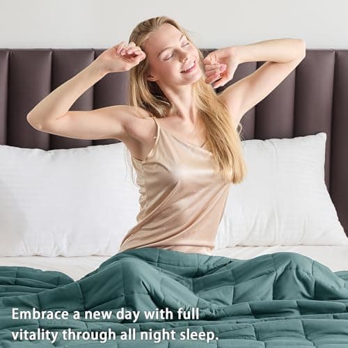 yescool Weighted Blanket for Adults (20 lbs, 60” x 80”, Teal) Cooling Heavy Blanket for Sleeping Perfect for 190-210 lbs, Queen Size Breathable Blanket with Premium Glass Bead, Machine Washable 5