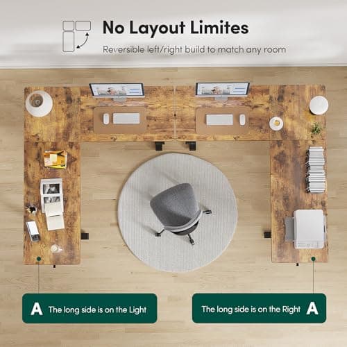 FEZIBO 75x63 L Shaped Standing Desk, Electric Height Adjustable L Shaped Desk, Suitable for Home Office, Vintage-Brown 5