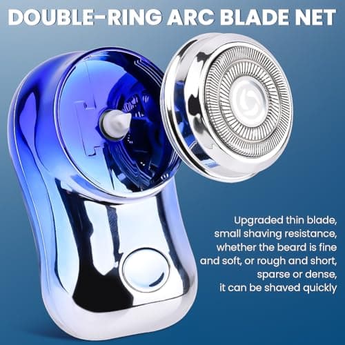 Mini Travel Electric Shaver, Portable Pocket Size Rechargeable Shaving Razor Lightweight Razor with Battery Power Display Wet & Dry Rotary for Teen Office Business(Gradient Blue) 6