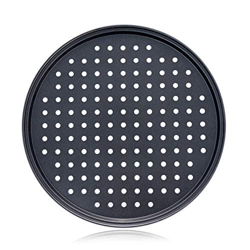 Pizza Pan With Holes, 2 Pack Carbon Steel Perforated Non-Stick Tray Tool Crispy 12inch Round for Home Kitchen 6