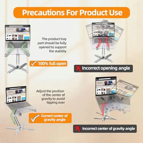 Moallia Laptop Stand with 360 Rotating Base, Computer Notebook Laptop Riser Metal Holder for Desk Collaborative Work, Fully Foldable for Easy Storage, Fits All MacBook, Laptops up to 16 inches 8