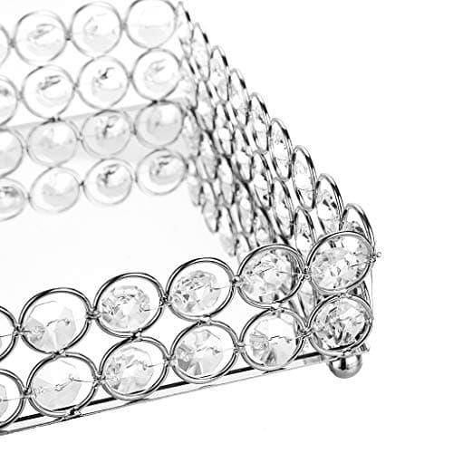Hipiwe Crystal Cosmetic Vanity Tray, Mirrored Decorative Jewelry Organizer Tray for Perfume, Trinket, Makeup Display Dresser Home Decor (Large, Silver) 8