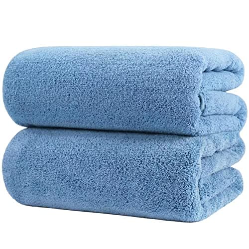 POLYTE Quick Dry Lint Free Microfiber Bath Sheet, 35 x 70 in, Pack of 2 (Blue)