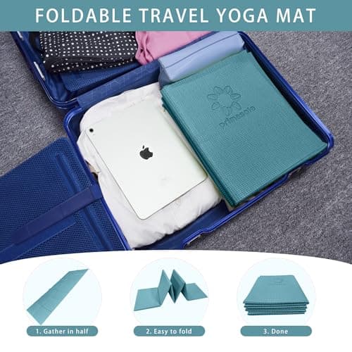 Primasole Folding Travel Yoga Mat Foldable light weight Easy to carry to Workout Fitness Class Beach Park Travel Picnics 4mm thick Jango Green Color PSS91NH050A 7