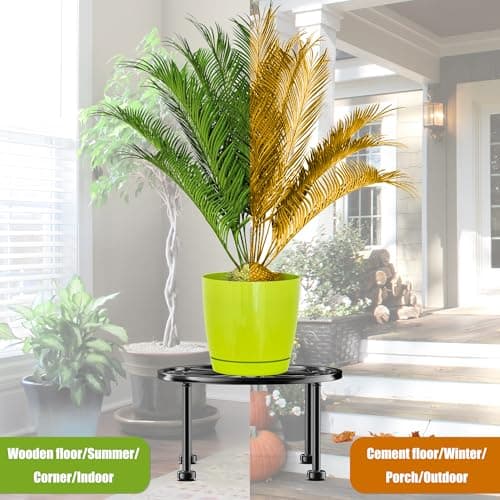 Gskeco Garden Gifts Plant Lovers Gifts Black Metal Plant Stand with Anti-Slip Base Rustproof Heavy Duty Decorative Round Flower Stand Display Shelf for Indoor/Outdoor 6