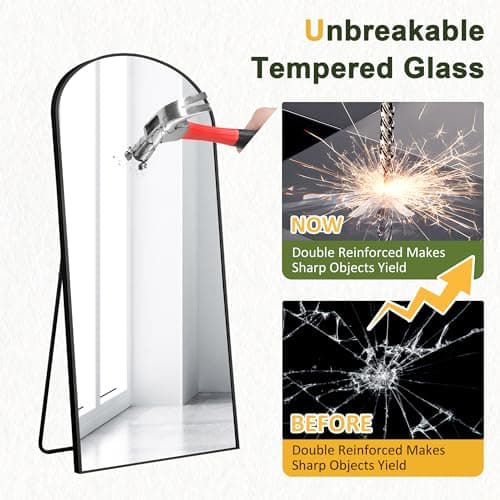 NicBex Arched Full Length Mirror with Stand, 56"x19" Aluminum Alloy Frame Floor Mirror, Black - Free Standing, Leaning Against Wall or Wall-Mounted, for Bedroom Living Room Dressing Room 6