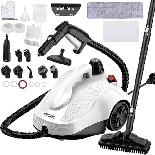 KROQO Steam Cleaner, Steamer with 23 Accessories, Powerful Multipurpose Portable Steamer for Cleaning to Remove Grime, Grease, for Multi-Purpose and Multi-Surface Floors, 16.4ft Power Cord