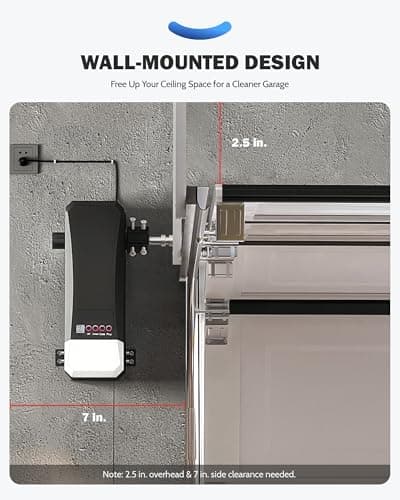 ZUMI Wall-Mounted Garage Door Opener, App-Controlled Garage Opener with Manual Backup IR Sensors, Heavy-Duty Smart Garage Entry Device Access Unit for Garage Door Opening & Closing 6