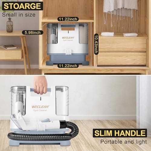 WECLEAN C1 Portable Extractor for Couch and Carpet Cleaner Upholstery Cleaner 400W Motor 9Kpa for Deep Cleaning 6