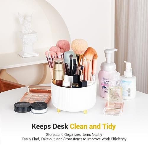 4Johor Pen Holder - Pencil Holder with 5 Compartments, 360°Rotating desk organizer and accessories for Women and Men,Desk Caddy for School,Teacher,Office,Art Supplies. Tidy Desk, Tidy Mind 6