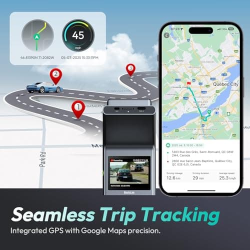 BOTSLAB 4K Dash Cam Front and Rear, STARVIS 2 Sensor, Voice Control, 64GB Card Included, 5GHz WiFi Dashcam Front and Rear Camera, Built in GPS, WDR Night Vision, 170°Wide Angle, 24H Parking Mode 6