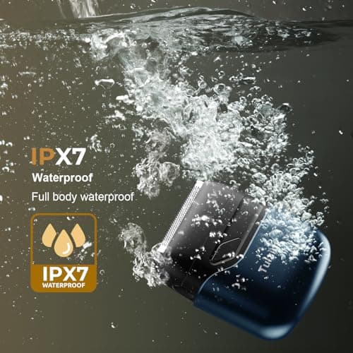 Tulzim Electric Foil Shaver for Men: Portable Electric Razor for Beard/Face, 3 Floating Blade LED Display USB-C Fast Rechargeable, IPX7 Waterproof for Travel & Home,Light Blue 5