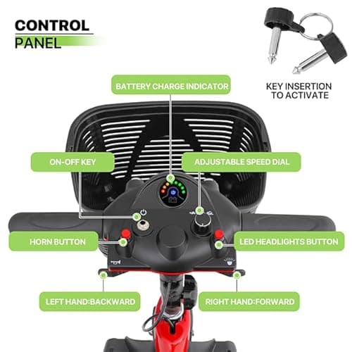 Magshion Folding Mobility Scooter for Adults and Seniors, Foldable Heavy-Duty All-Terrain, 3-Wheel (Red) 8