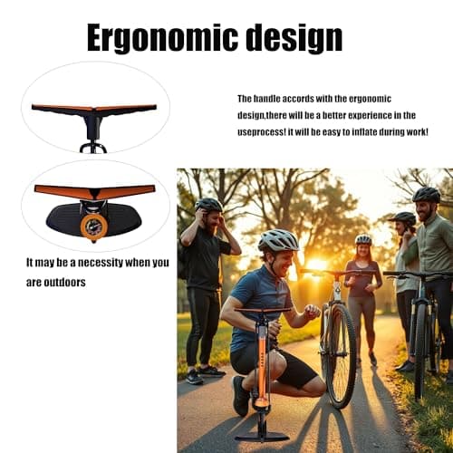 GOBKO Bike Pump with Gauge,Bicycle Floor Pump for Presta and Schrader Valves Bike Tire Pumps Inflator High Pressure 160PSI & 11BAR Portable Air Pump for Road Bike Car MTB Sports Balls 5