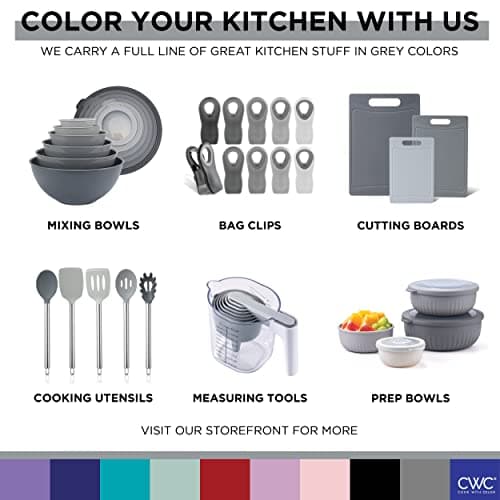 COOK WITH COLOR Stainless Steel Mixing Bowls Set - Nesting Bowls, 6 Pieces, Grey 8