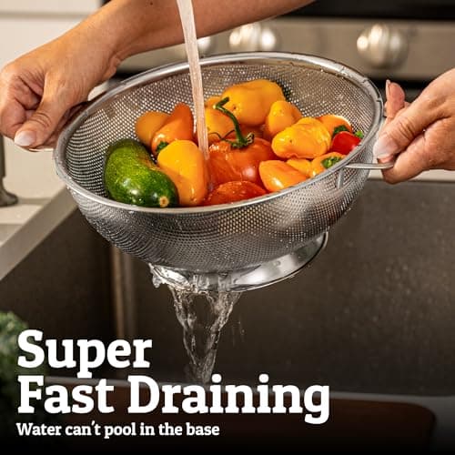 PriorityChef Premium Stainless Steel Colander for Kitchen, Durable Rice and Pasta Strainer with Handle, Rust-Resistant & Dishwasher Safe, 3 Qt 7