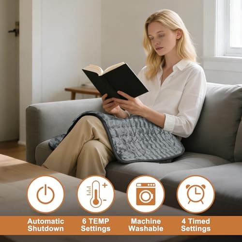 Electric Heating pad Electric Heat Pads with 6 Heat Settings & Auto Shut Off &Dry/Moist Heat Heating Pad for Back Arms Legs Neck Shoulder Knee Birthday Mother Father Girl Men Women 5