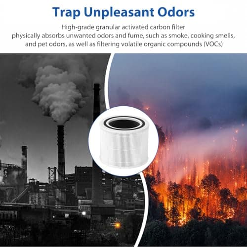 Core 300 Replacement Filter for LEVOIT Core 300, Core 300-P, Core 300S Vortex Air Air Purifier, 3-in-1 H13 Grade True HEPA Filter Replacement 2 Pack, Compare Part No. Core 300-RF (White) 6