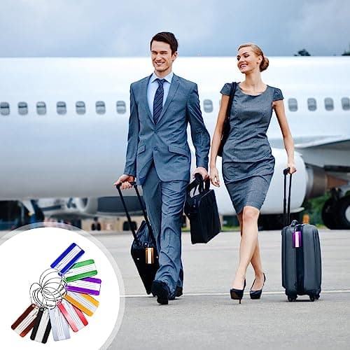 AOUTACC 8 Pack Aluminium Metal Travel Luggage Tags Suitcase Card Holder Baggage Name Address ID Bag Label with Key Ring 6