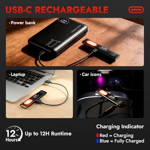 WARSUN T7 Rechargeable EDC Flashlight, Slim Pocket Flashlight with Clip & Magnetic Base, Portable LED Light for Everyday Carry, Night Walking, Car Repair & Emergency 5