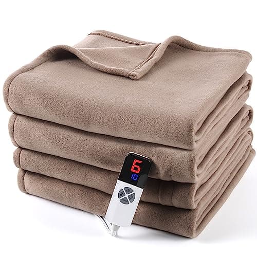 TRUSTWARMTH Heated Blanket Full Size, 72" x 84" Heating Blanket with 6 Heating Levels & 1-10 Adjustable Hours Timer Settings for Full Body, Brown