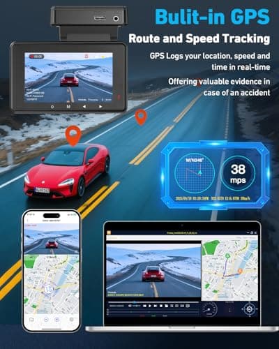 Dash Cam Front and Rear, 4K/2K Dashcams for Cars, Camera for Car with Free 64GB Card, Built-in WiFi GPS, ADAS, Night Vision, Loop Recording, Emergency Lock, 170°Wide Angle, 24H Parking Mode 6
