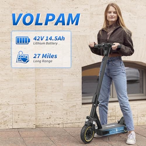 VOLPAM Electric Scooter, Max Speed 19/21MPH, Up to 23-28 Miles Range, 500W/350WMotor Adult E-Scooter, Foldable Scooter with Dual Braking, Smart APP 5