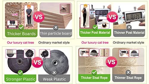 Go Pet Club 72" Tall Cat Tree Tower with Cat Condos - Large Cat Tree - Cat Tower for Indoor Cats - Play Scratch Hide Climb Activity Furniture with Toy - Beige 5