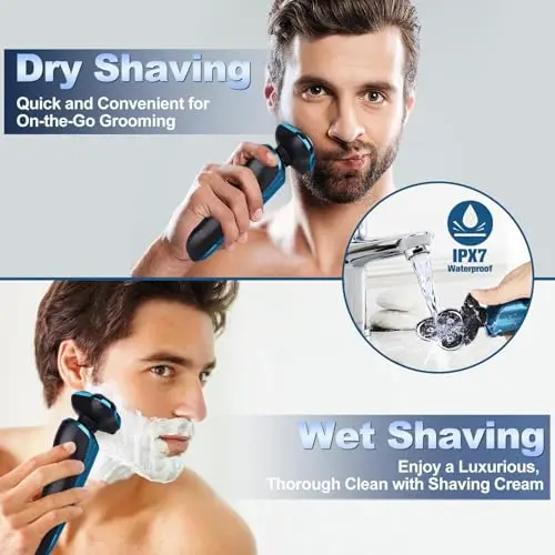 Electric Razor for Men, Mens Shaver for Wet Dry Beard/Sideburns/, Cordless Electric Shavers for Men Floating Head Replaceable Blades 6