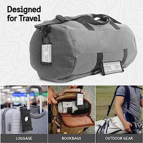 Pelican Luggage Tag, Holder for Apple AirTag - Scratch Resistant and Steel Plate Reinforced Luggage Rugged Case with Name Tag - Stainless Steel Loop with Airtag Case for Travel - Black 5