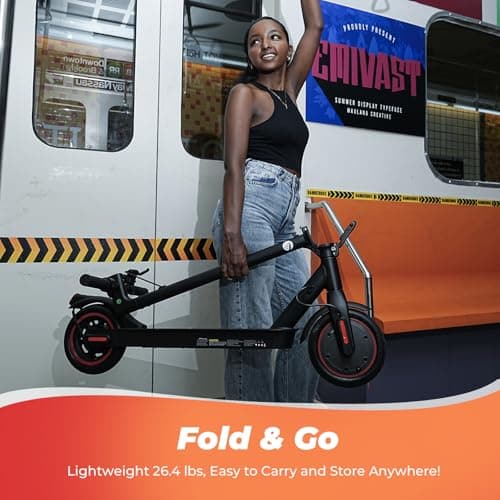 Escoone Electric Scooter for Adults, 18 MPH Top Speed, 12 Miles Range, 350W Motor, Foldable Escooter with 8.5" Pneumatic Tires, Cruise Control & Dual Braking, Commuter E-Scooter for Adults & Teens 6