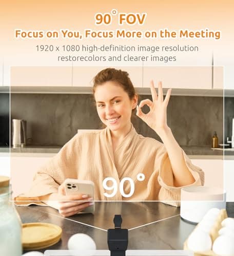 TOUCAN 1080P HD Webcam with Built-in Noise-Cancelling Mic & Privacy Shutter – Wide 90° Angle, Plug & Play USB Video Camera for Video Calls, Streaming, Home Office & Online Classes 7