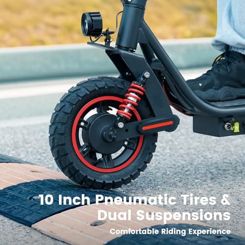 iScooter Electric Scooter Adults, 37MILES Long Range, 28MPH Top Speed, Dual Suspension Electric Scooter for Adults with Turn Signals and Double Braking Systems, APP - i10 Pro 5