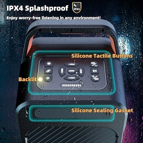 Foxdawn Portable Bluetooth Speaker: 240W Peak Powerful Loud Sound Deep Bass Wireless Boombox Large Subwoofer 15 Hours Battery Life Fast Charging with Led Light Show for Party Outdoor Camping Backyard 6