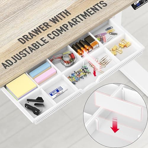 SHW 48-Inch Electric Height Adjustable Standing Desk with Drawer, Memory Preset and Cable Management Tray, Maple 5