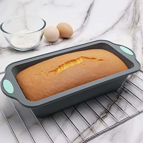 To encounter 9 Inch Silicone Bread and Loaf Pan, 2 Pack Food Grade Nonstick Silicone Molds for Baking Banana Bread, Meat Loaf, Pound Cake, with Metal Reinforced Frame More Strength 2