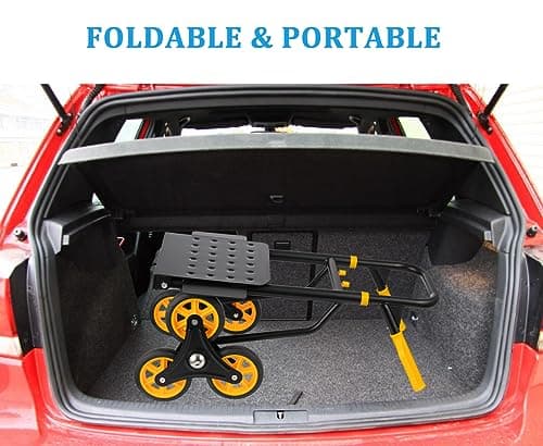 Mstge Stair Climbing Hand Truck Dolly, 2 in 1 Stair Climber Hand Truck Heavy Duty, 350 Lbs Capacity Stair Trolley Cart with 6 Rubber Wheels and Elastic Rope 7