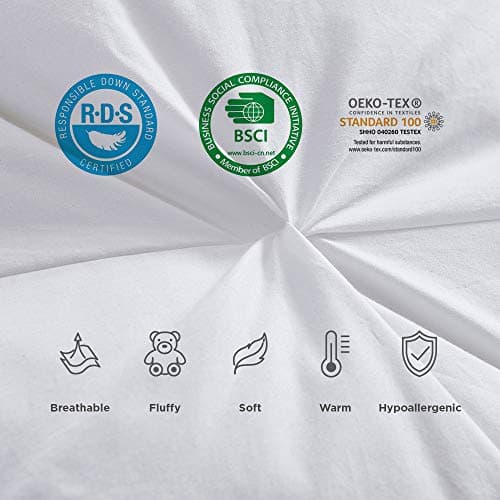 Luxurious Heavy Twin Size Goose Down Fiber Comforter Duvet Insert, Classic Pinch Pleat Style, 55 oz Fill Weight, 100% Cotton Shell (Pinch Pleat, Twin, White) 7