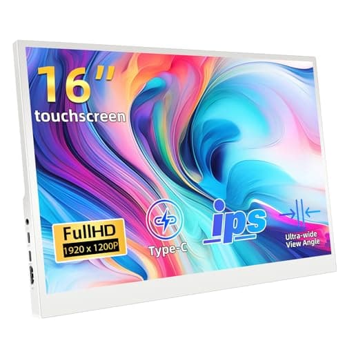 Portable Touchscreen, 16 Inch Full HD 1920x1200P IPS Display, Ultra-Slim HDMI USB C External Monitor for PC Laptop Computer Switch Ras Pi, White