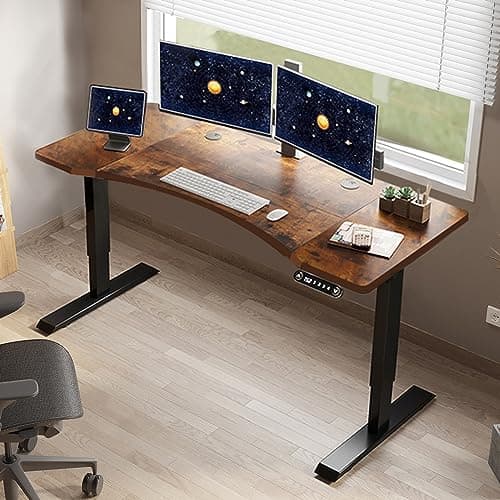 HEONAM 55 Inch Computer Desk, Large Office Desk for Home Office, Modern Writing Table with Sturdy Metal Frame
