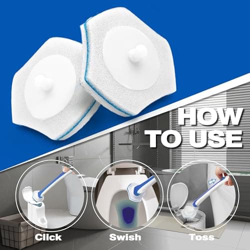 JEHONN Disposable Toilet Brush with 48 Wand Cleaner Refills, Wall Mounted Toilet Bowl Brush Holder Set, Bathroom Cleaning System for Sink Bathtub Wash Basin (Blue) 8