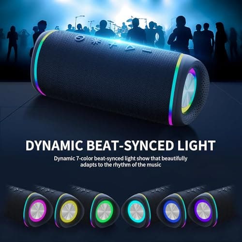 IHE Bluetooth Speaker with HD Sound, Portable Wireless, IPX5 Waterproof, Up to 20H Playtime, TWS Pairing, Bluetooth 5.3, for Home, Party, Beach, Outdoor, Electronic Gadgets, Birthday Gift (Black) 7