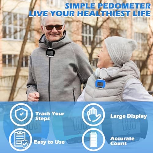 Copkim 9 Pcs Simple Pedometers Bulk for Walking Steps and Miles Walking Step Counters with Calories Burned Portable Clip Step Tracker for Seniors Man Women Jogging Hiking Running (Black, Green, Blue) 5