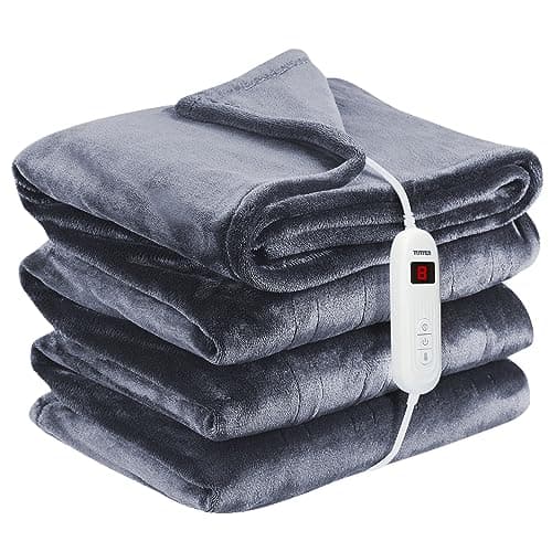 Tuffen Electric Heated Blanket Full Size, Extremely Soft Cozy Flannel Heating Blanket with Single Controller, 10 Heating Levels & 8 Hours Auto-Off, Fast Heating & Machine Washable, 72" x 84"